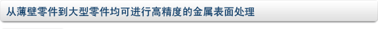 从薄壁零件到大型零件均可进行高精度的金属表面处理